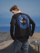 SOD Graphic Print Cotton Boxy T Shirt in Black - On Model