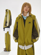 MasonPrince Spliced Panel Track Jacket in Green - On Model