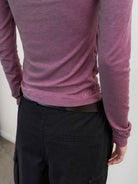 NeverSeez Spliced Neck Lyocell Blend Top in Purple - On Model