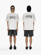 MasonPrince Distressed Washed Cotton Graphic T Shirt in White - On Model