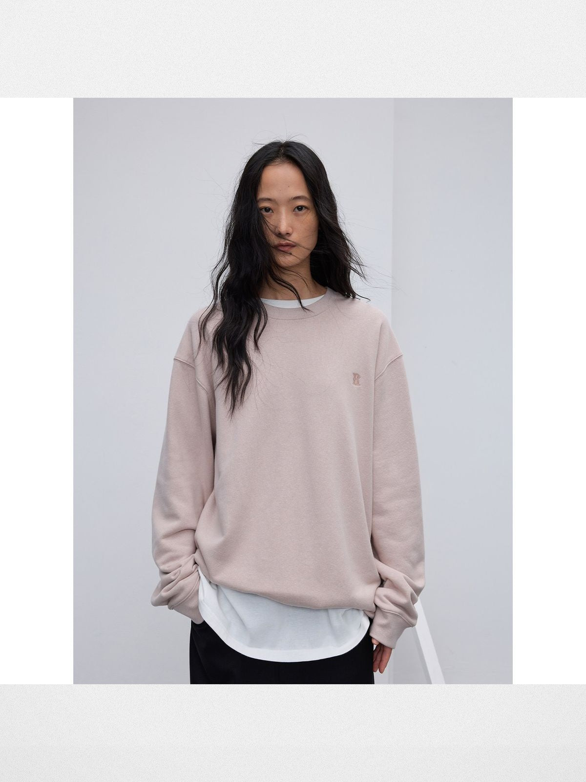 RandomPiece Cotton Kapok Blend Sweatshirt in Pink - On Model