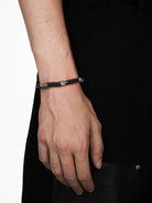 BLACKHEAD Star Pendant Chain Bead Bracelet in Black - On Male Model