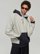 Simple Project Contrast Panel Hoodie in Brown - On Model