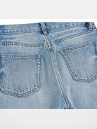 VLABMADE Ice Blue Raw Hem Straight Jeans in Blue - Detail