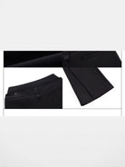 RARELY ALIKE Ribbed Waist Overlay Trousers in Black - Detail