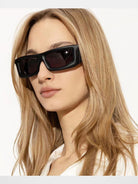 FUTURE UPDATE Chunky Y2K Square Sunglasses in Black - On Female Model