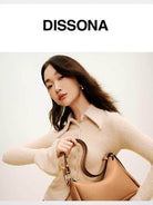 DISSONA Cowhide Leather Shoulder Bag in Brown - On Female Model