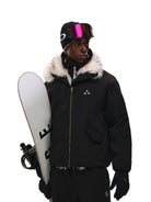 FPA Faux Mink Collar Down Parka in Black - On Model