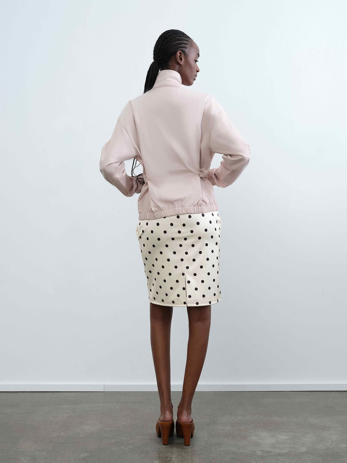 RARELY ALIKE Zip Front Workwear Jacket in Pink - On Model