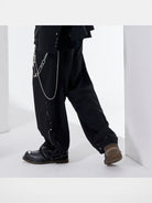 LOSTCTRL Deconstructed Raw Edge Suit Pants in Black - On Model