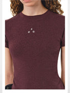 FPA Slim Fit Minimalist Logo Tee in Burgundy - On Model