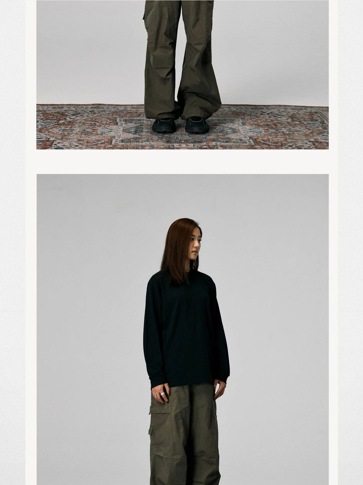 SWFI 260g Cotton Long Sleeve T Shirt in Black - On Model