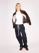 Alright Then Reversible Corduroy Plaid Harrington in Coffee - On Model