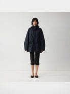 RandomPiece Cotton Nylon Utility Jacket in Navy Blue - On Model