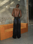 TRIANGLE PROJECT Dirty Wash Spray Detail Jeans in Black - On Model