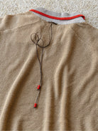 Soda Contrast Collar Linen Knit Sweater in Beige - Detail