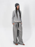 RARELY ALIKE Side Slit Long Sleeve Polo in Gray - On Model