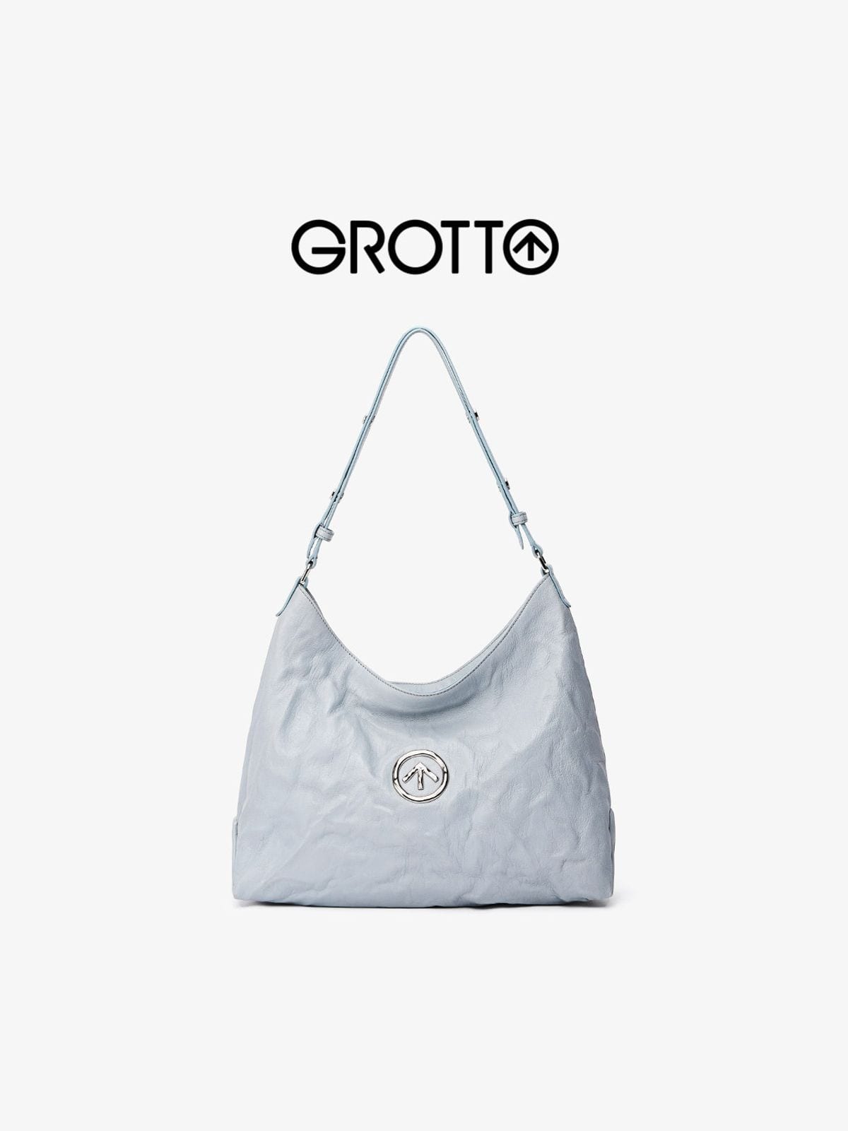 Grotto Vegetable Tanned Sheepskin Hobo in Blue