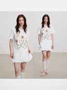 THELIGHT OFFICIAL Starfish Rhinestone T Shirt in White - On Model