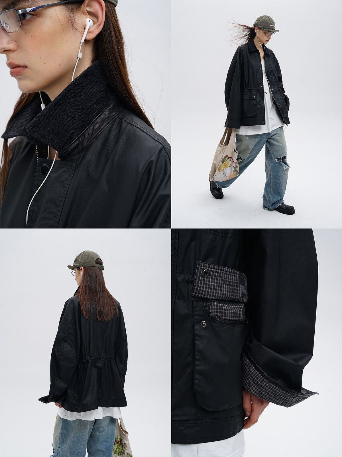 MasonPrince Waxed Pima Cotton Barn Jacket in Black - On Model