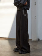 Y OFFICIAL Heavyweight Structural Cut Trousers in Black - On Model