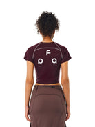 FPA Store Contrast Stitch Antibacterial Tee in Burgundy - On Model