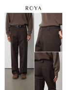 ROYA Heavyweight Merino Blend Trousers in Brown - On Model