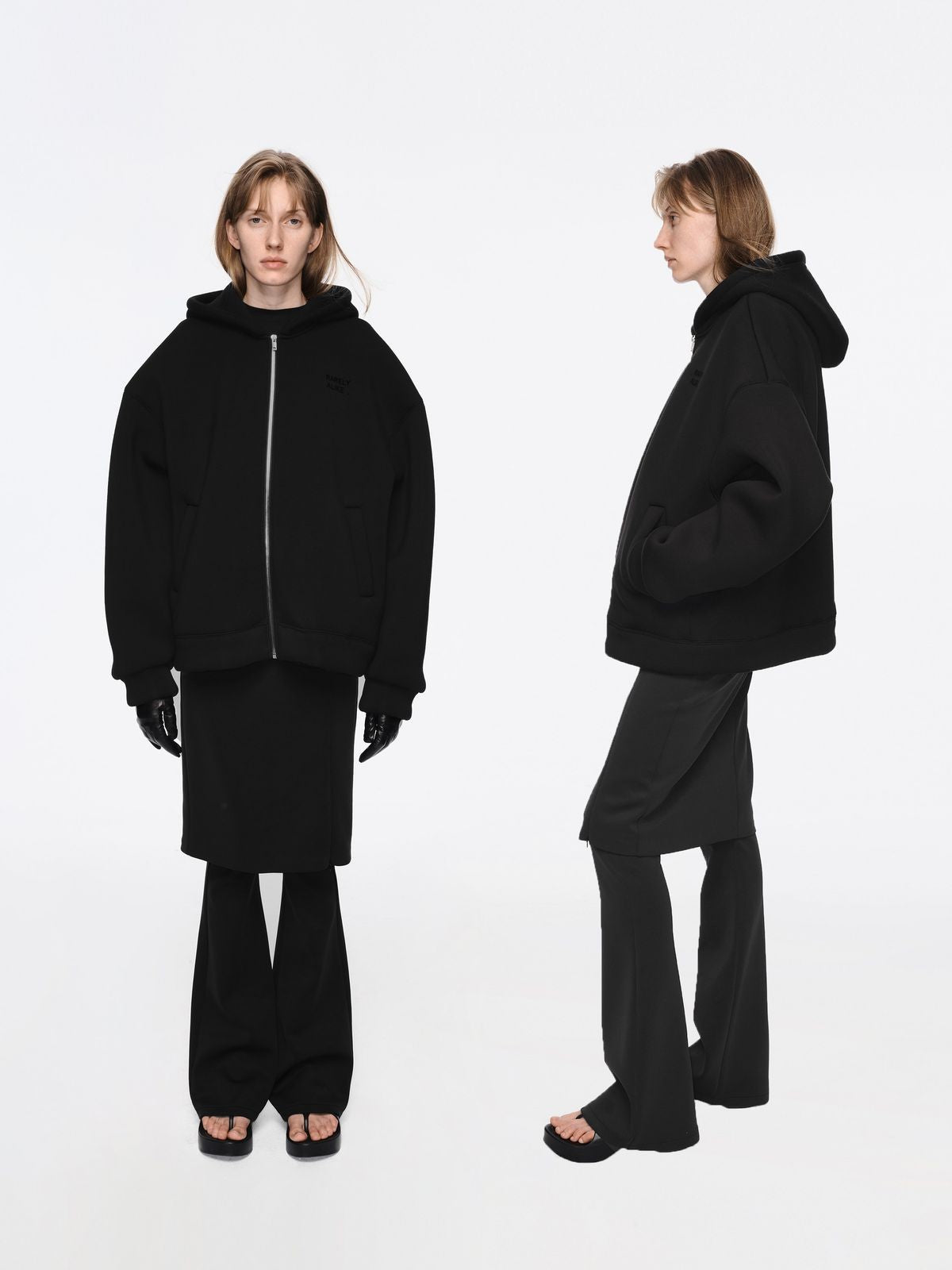 RARELY ALIKE Faux Two Piece Knit Skort in Black - On Model