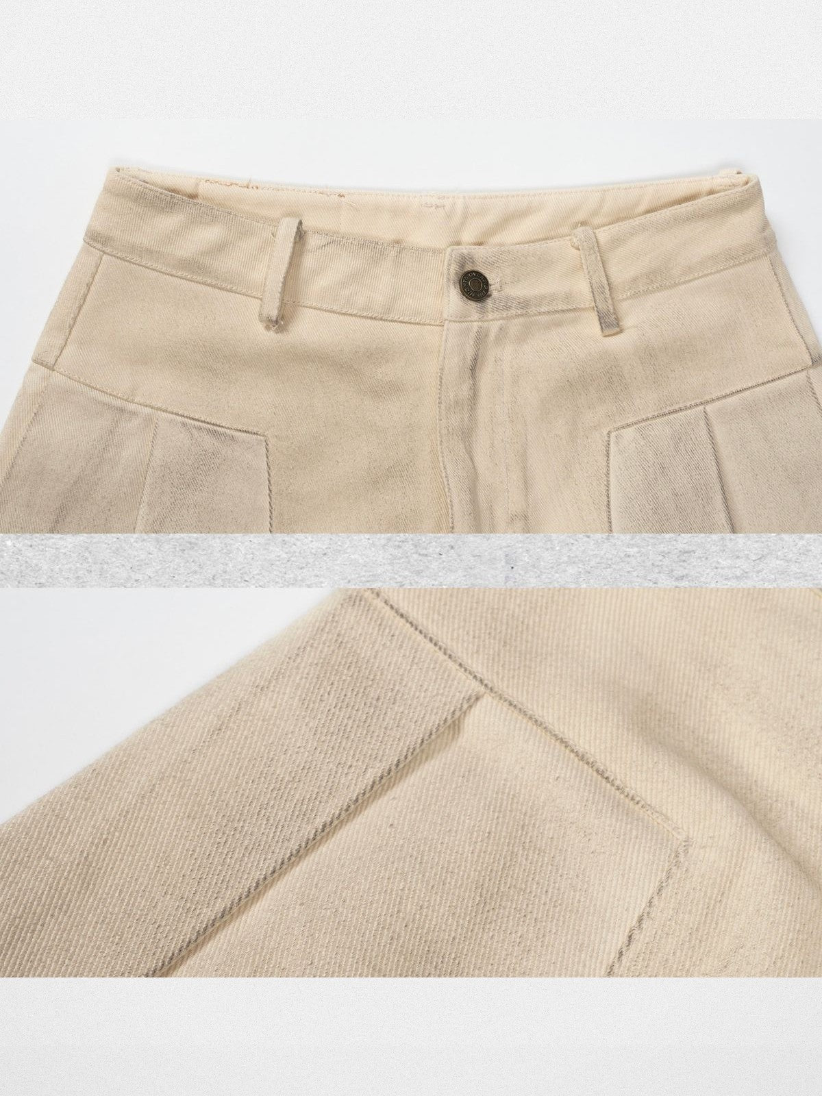 Amee Low Rise Curved Wide Leg Jeans in White - Detail