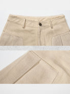 Amee Low Rise Curved Wide Leg Jeans in White - Detail