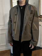 Roolrren Homme Cropped Cotton Flight Jacket in Olive - On Model