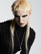 Blackhead Titanium Steel Ghost Necklace in Silver - On Model