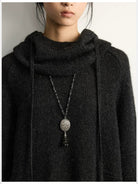 RandomPiece Alpaca Yak Wool Hooded Knit in Black - On Model