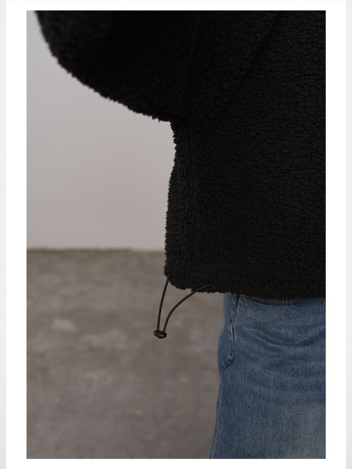 Alright then Oversized Teddy Fleece Hoodie in Black - Detail