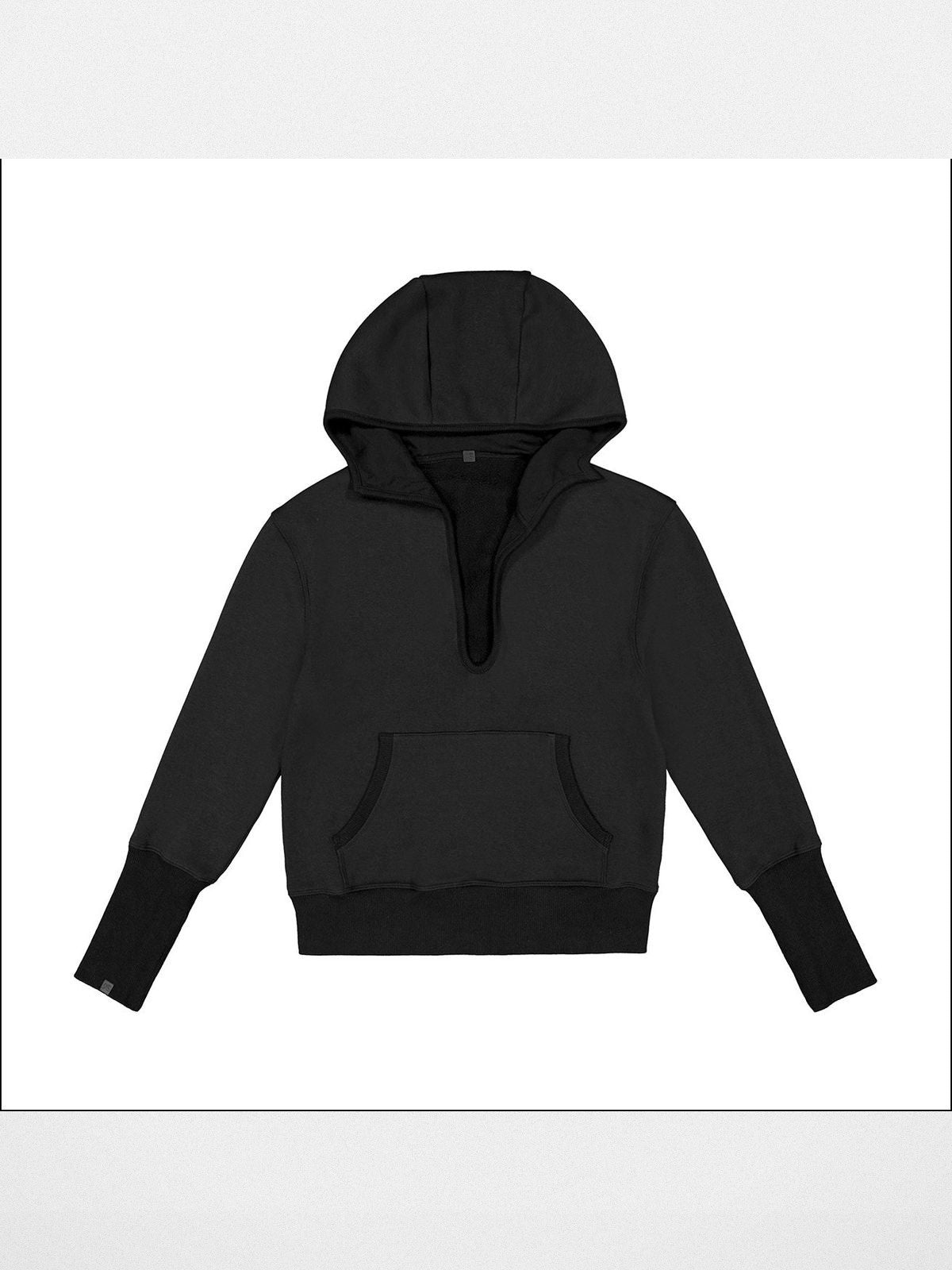 FaxCopyExpress Fleece Lined Deep V Neck Hoodie in Black