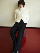 NANS Merino Wool Cashmere Cardigan in White - Lifestyle