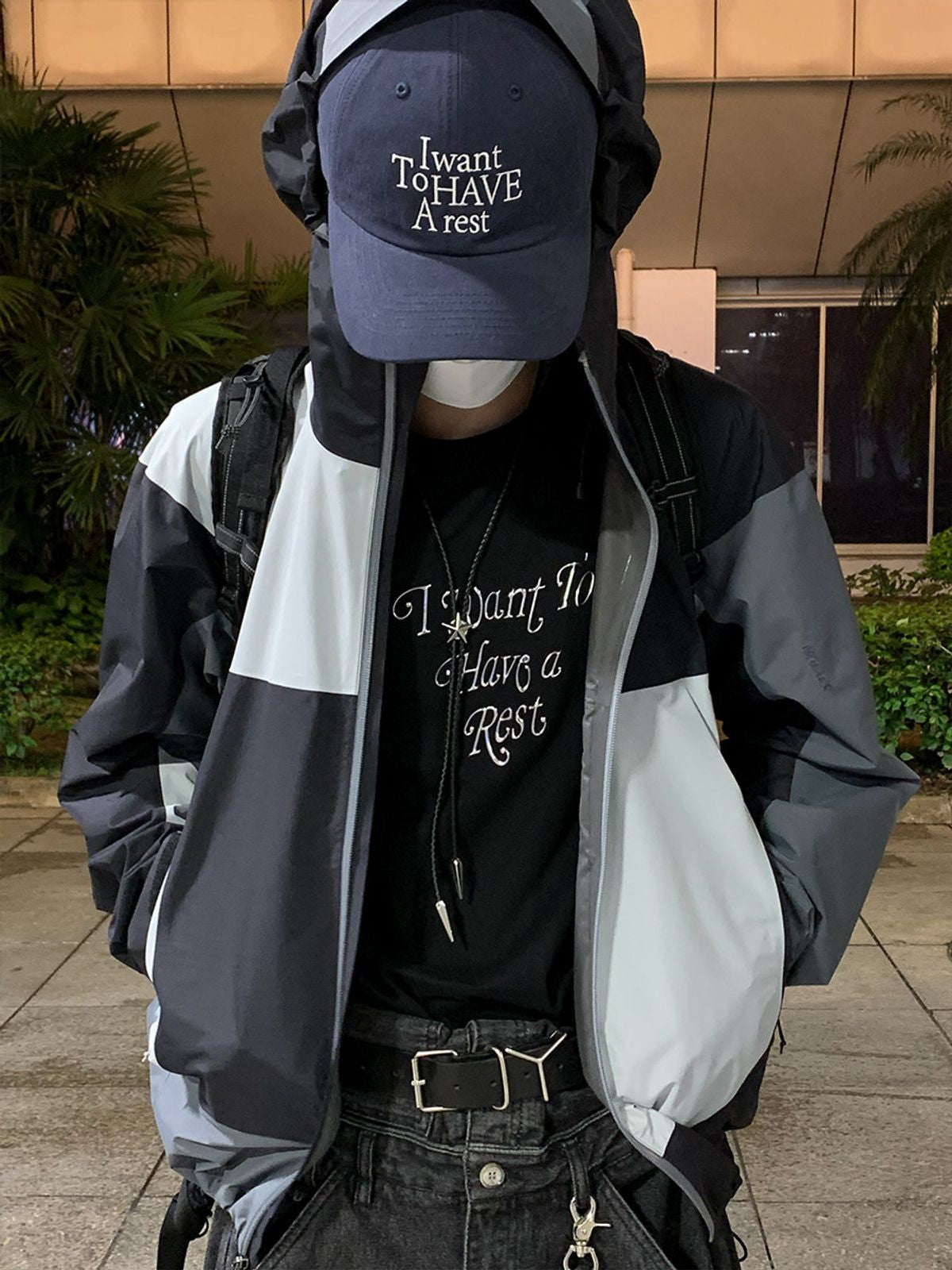 NeverSeez Embossed Script Cotton T Shirt in Black - On Male Model