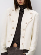 THELIGHT OFFICIAL Double Breasted Wool Blend Jacket in White - On Model