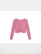 SHUSHUTONG Single Button Wool Cashmere Cardigan in Pink