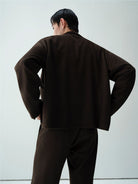 ROYA Marled Alpaca Blend Zip Jacket in Brown - On Model