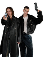 UNKNOWNWORLD Cropped Padded Horsehide Leather Jacket in Black - On Male Model