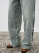 RandomPiece Washed Cotton Straight Leg Jeans in Denim - On Model