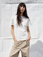 RandomPiece Shell Print Cotton Blend T Shirt in White - On Model