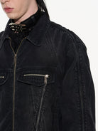 BLINDNOPLAN Multi Zipper Washed Denim Jacket in Gray