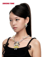 SHUSHU/TONG Zircon Rubber Band Girl Necklace in Yellow - On Model