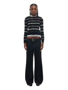 Alright Then Icelandic Pattern Wool Cardigan in Black - On Model