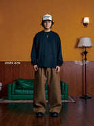 SWFI Heavyweight Embroidered Long Sleeve Tee in Black - On Model