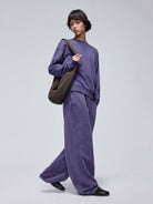 Simple Project Faded V Insert Sweatshirt in Purple - On Model