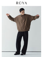 ROYA Stand Collar Tech Coach Jacket in Brown - On Model