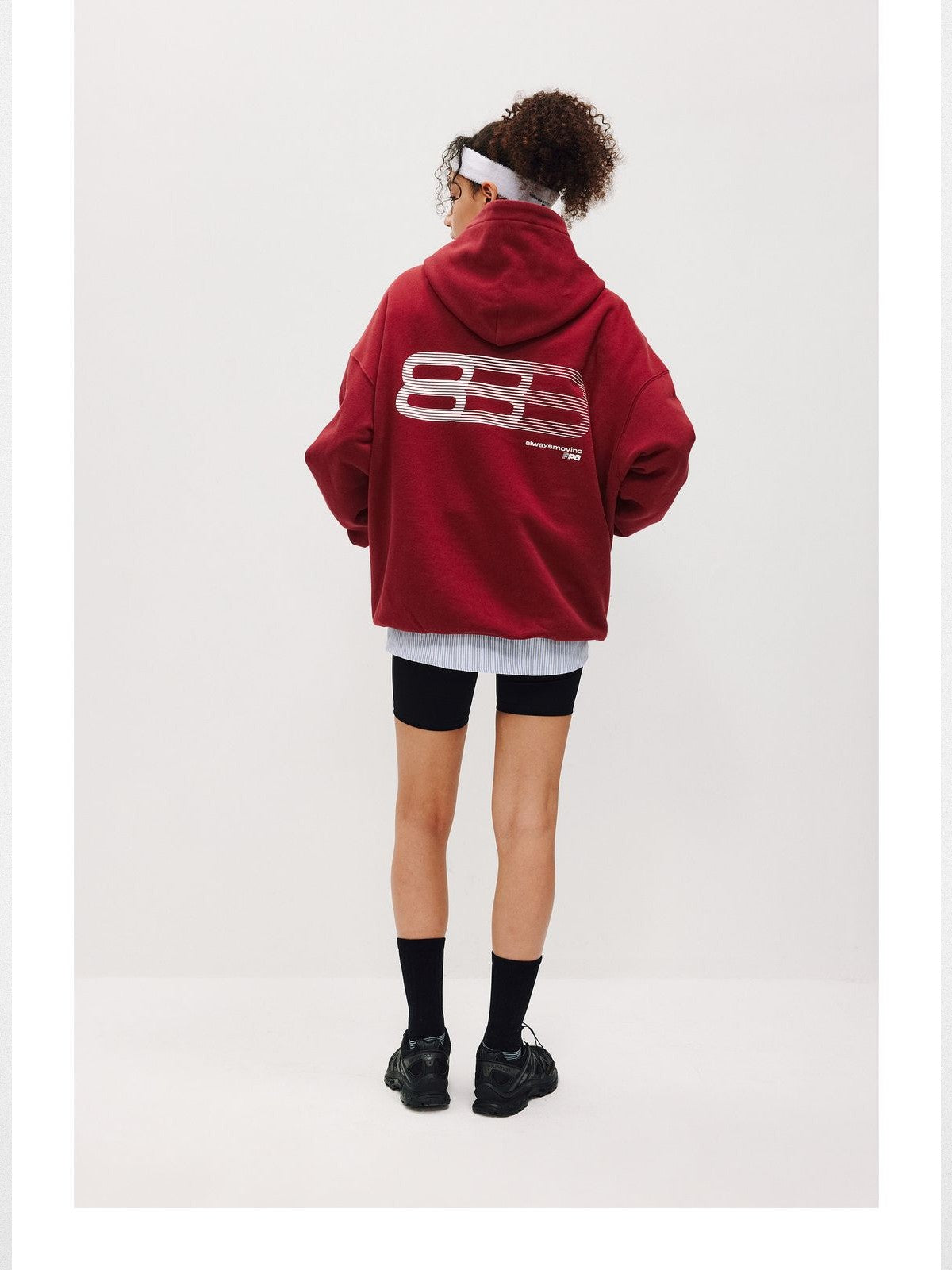 FPA Heavyweight Gradient Graphic Hoodie in Burgundy - On Female Model